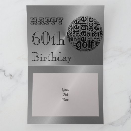Persoonlijke Golf Thema 60e Verjaardagskaart Kaart (Binnen)