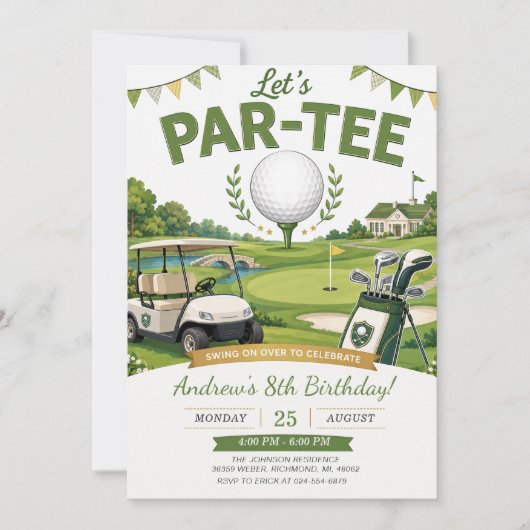 Persoonlijke Golf Verjaardag Kaart (Voorkant)