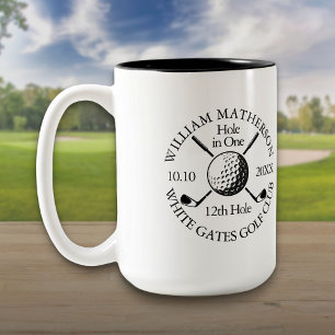 Persoonlijke Golfbal En -clubs Met Hole In One Tweekleurige Koffiemok