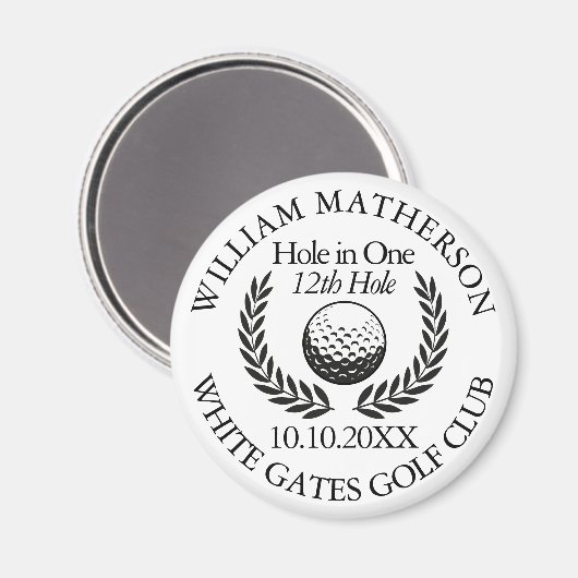 Persoonlijke Golfbal en Krans 'Hole in One' Magneet (Voorkant / Achterkant)