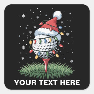 Persoonlijke Golfbal Kerstboom Kerstmannenhoed Vierkante Sticker