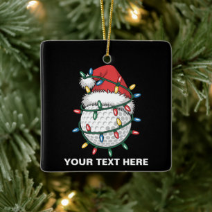 Persoonlijke Golfbal Kerstman Hoed Kerstverlichtin Keramisch Ornament