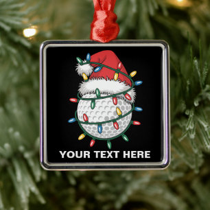 Persoonlijke Golfbal Kerstman Hoed Kerstverlichtin Metalen Ornament