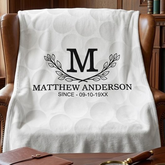 Persoonlijke Golfbal Patroon Naam Monogram Leeftij Fleece Deken