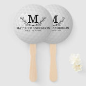 Persoonlijke Golfbal Patroon Naam Monogram Leeftij Handwaaier (Voorkant en achterkant)