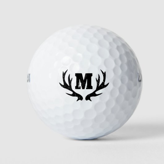 Persoonlijke golfballen met hertenantler-monogram (Voorkant)