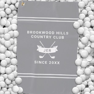 Persoonlijke Golfclub Monogram Naam Grijs Golfhanddoek