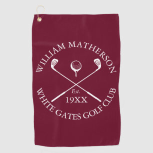 Persoonlijke Golfclub Naam Bordeauxrood Golfhanddoek