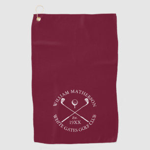 Persoonlijke Golfclub Naam Bourgondie Rood Golfhanddoek