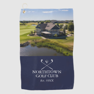 Persoonlijke Golfclub Naam En Foto Navyblauw Golfhanddoek