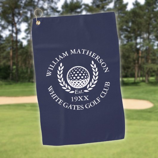 Persoonlijke Golfclub Naam Navy Blauw Golfhanddoek