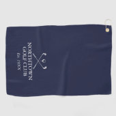 Persoonlijke Golfclub Naam Navy Blauwe Golfhanddoek (Horizontaal)