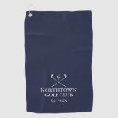 Persoonlijke Golfclub Naam Navy Blauwe Golfhanddoek (Voorkant)