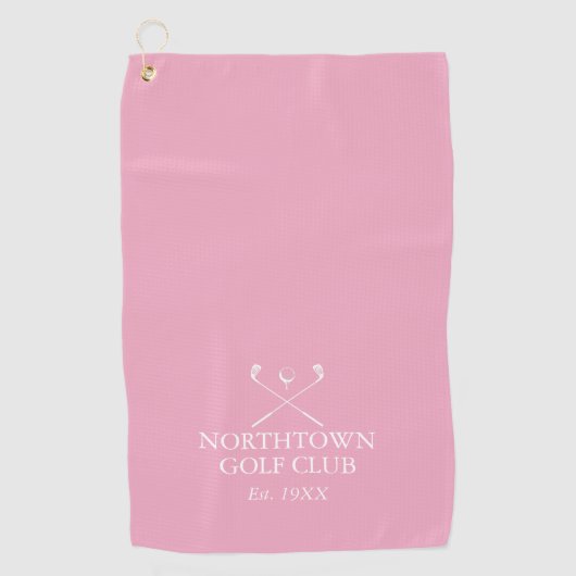 Persoonlijke Golfclub Naam Roze Golfhanddoek (Voorkant)