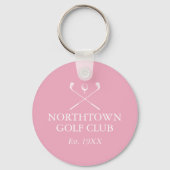 Persoonlijke Golfclub Naam Roze Sleutelhanger (Voorkant)