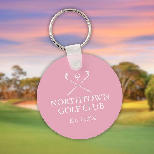 Persoonlijke Golfclub Naam Roze Sleutelhanger