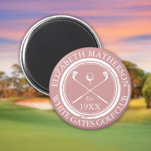 Persoonlijke Golfclub Naam Stof Roze Roze Magneet