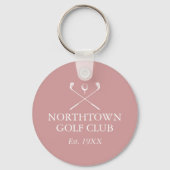 Persoonlijke Golfclub Naam Stof Roze Roze Sleutelhanger (Voorkant)