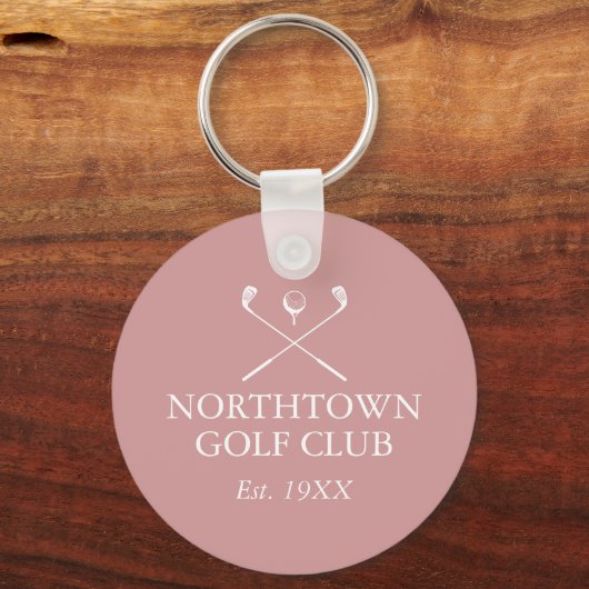Persoonlijke Golfclub Naam Stof Roze Roze Sleutelhanger (Achterkant)