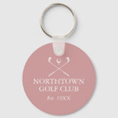 Persoonlijke Golfclub Naam Stof Roze Roze Sleutelhanger (Achterkant)