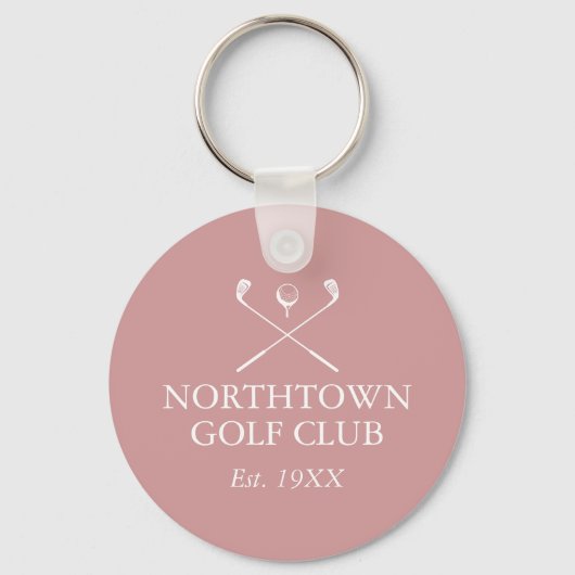 Persoonlijke Golfclub Naam Stof Roze Roze Sleutelhanger (Achterkant)