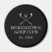 Persoonlijke Golfclub Naam Zwart en Wit Magneet (Voorkant)