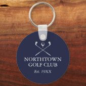 Persoonlijke Golfclubnaam Navyblauw Sleutelhanger (Voorkant)