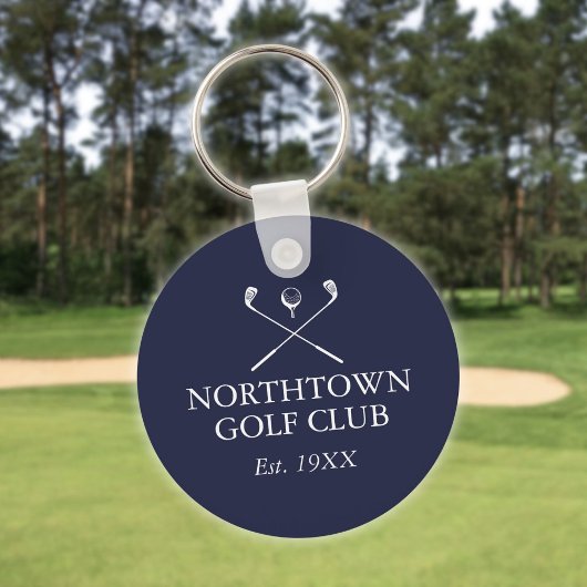 Persoonlijke Golfclubnaam Navyblauw Sleutelhanger