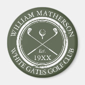 Persoonlijke Golfclubnaam Olijfgroen Magneet (Voorkant)