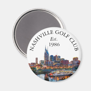 Persoonlijke Golfclubnaam op Nashville Silhouet Magneet