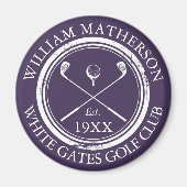 Persoonlijke Golfclubnaam Paars Magneet (Voorkant)