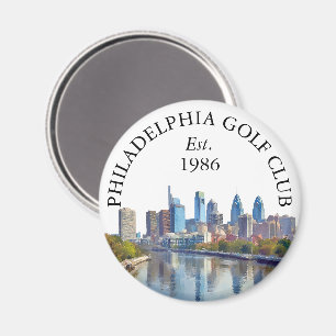 Persoonlijke Golfclubnaam Philadelphia Silhouet Magneet