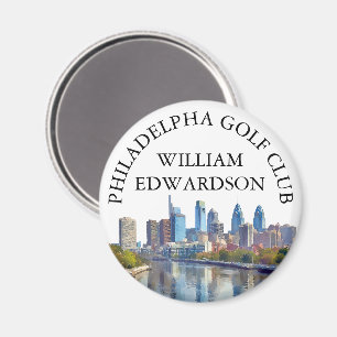 Persoonlijke Golfclubnaam Philadelphia Silhouet Magneet
