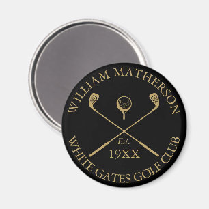 Persoonlijke Golfclubnaam Zwart en Goud Magneet