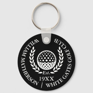 Persoonlijke Golfclubnaam Zwart en Wit Sleutelhanger