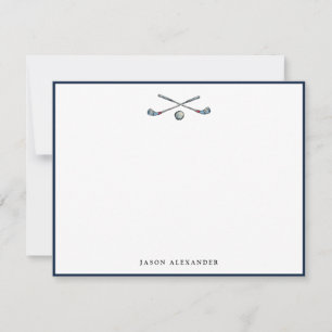 Persoonlijke Golfclubs en Bal Navy Rand Notitiekaartje