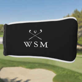 Persoonlijke golfclubs met zwart-wit monogram golfheadcover