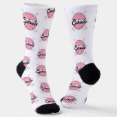 Persoonlijke Golfclubs Roze/Wit Monogram Sokken (Gebogen)