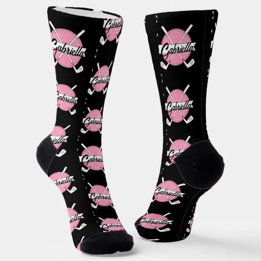 Persoonlijke Golfclubs Roze/Zwarte Monogram Sokken (Gebogen)