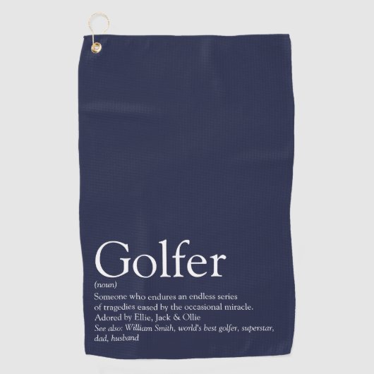 Persoonlijke Golfer Definitie Navyblauw Golfhanddoek (Voorkant)