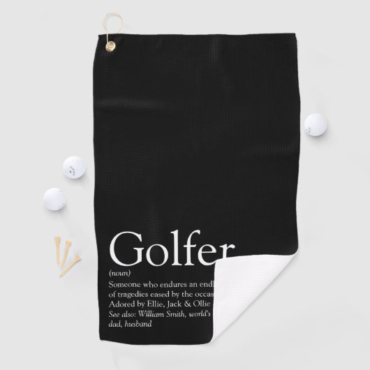 Persoonlijke Golfer-definitie zwart-wit Golfhanddoek (Insitu)