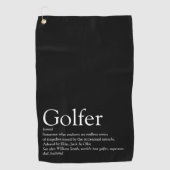 Persoonlijke Golfer-definitie zwart-wit Golfhanddoek (Voorkant)