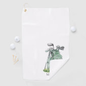 Persoonlijke Golfer Groen Monogram Golfhanddoek (Insitu)