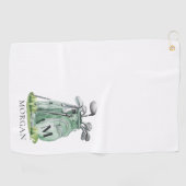 Persoonlijke Golfer Groen Monogram Golfhanddoek (Horizontaal)