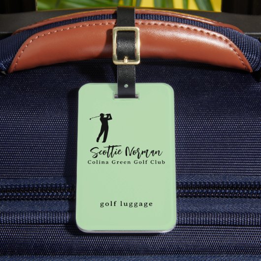Persoonlijke golfer naam groene golf bagagelabel (Voorkant Insitu 2)