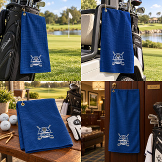 Persoonlijke golfer naam monogram Navy Blue Golfhanddoek