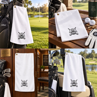 Persoonlijke golfer naam monogram wit golfhanddoek