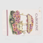 Persoonlijke Golfhanddoek | Roze Bloemengolf Cadea (Horizontaal)