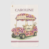 Persoonlijke Golfhanddoek | Roze Bloemengolf Cadea (Voorkant)