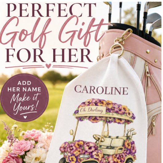 Persoonlijke Golfhanddoek | Roze Bloemengolf Cadea
